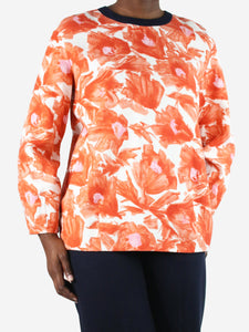 Mother of Pearl Orange long-sleeved floral printed top - size L