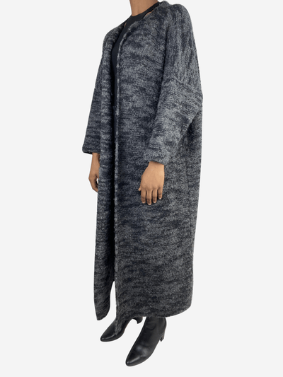 Grey long boucle wool cardigan - size UK 14 Coats & Jackets Eskandar 