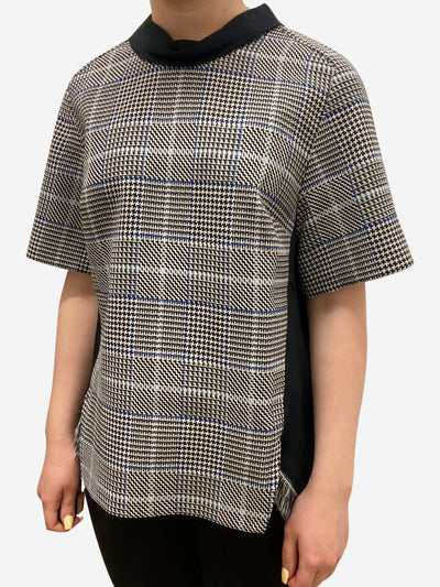 Black short sleeves checked frinch blouse - size UK 10 Tops Phillip Lim 