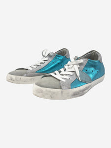 Philippe Model Blue Splatter and glitter canvas trainers - size EU 38