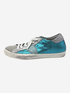 Philippe Model Blue Splatter and glitter canvas trainers - size EU 38