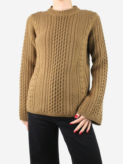 Brown wool-cashmere blend lace-knitted jumper - size M Knitwear Chloe 