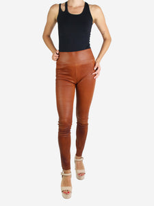 SPRWMN Brown stretchy leather leggings - size M
