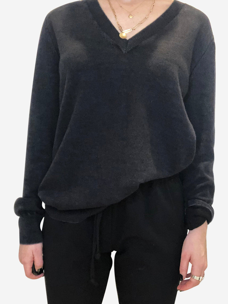 Washed black v-neck cashmere sweater - size S Knitwear Maison Margiela 
