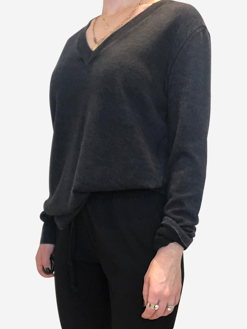 Washed v neck cashmere sweater
