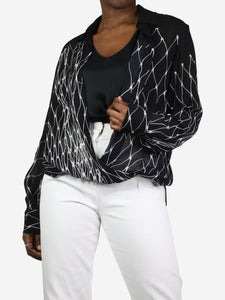 Dries Van Noten Black long-sleeved printed blouse - size FR 38