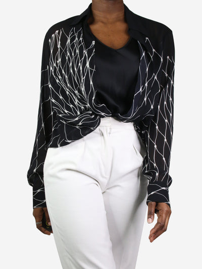 Black long-sleeved printed blouse - size FR 38 Tops Dries Van Noten 