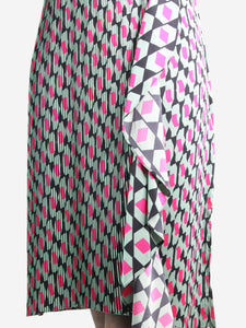 Diane Von Furstenberg Green sleeveless geometric pleated dress - size US 6