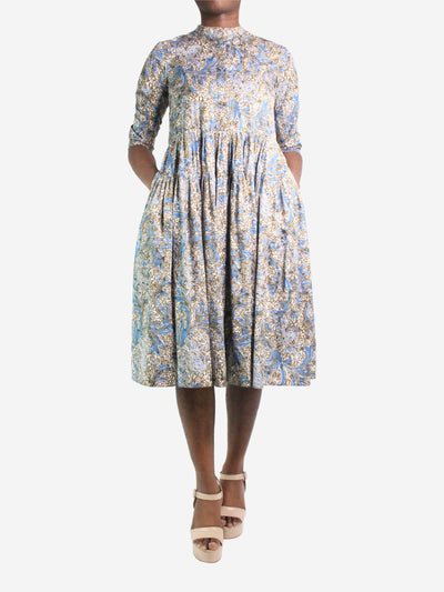 Blue printed dress - size UK 8 Dresses S Max Mara