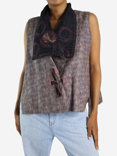 Brown vest top with front detail - size M Tops Material Being