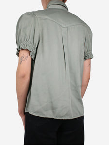 Ba&sh Green short-sleeved shirt - size UK 10