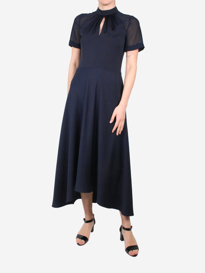Blue short-sleeved asymmetric midi dress - size UK 8 Dresses ME+EM 