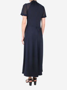 ME+EM Blue short-sleeved asymmetric midi dress - size UK 8