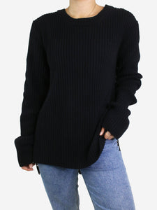 Ann Demeulemeester Black ribbed jumper with lace back - size S