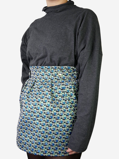 Blue long sleeved oversized scrunch neck top - size S Tops Eskandar 