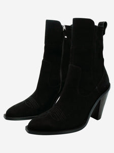 Ermanno Scervino Black Western style suede zip up ankle boots - size EU 39