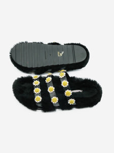 Fabrizio Viti Black furry lined sandals - size EU 40