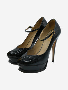 Saint Laurent Black patent leather open-toed platform heels  - size EU 40