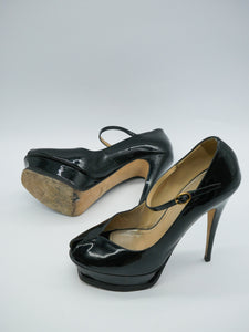 Saint Laurent Black patent leather open-toed platform heels  - size EU 40