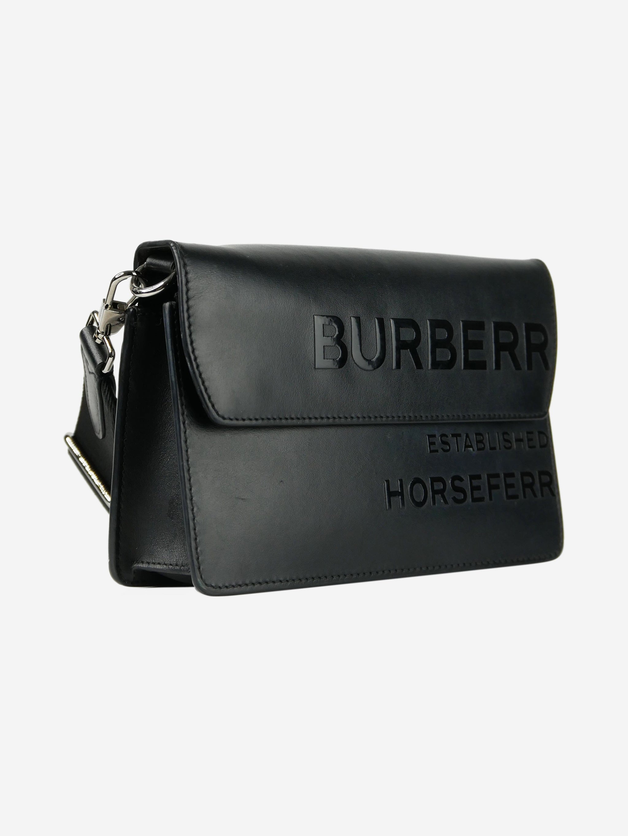 Burberry pre owned black Horseferry leather shoulder bag Sign of the Times