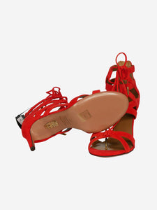 Aquazzura Red Beverly Hills 75 Heeled Sandals - size EU 37