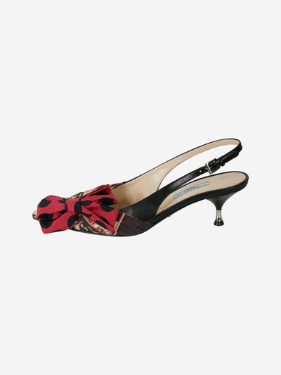 Red patterned fabric bow sandal heels - size EU 38 Heels Prada 