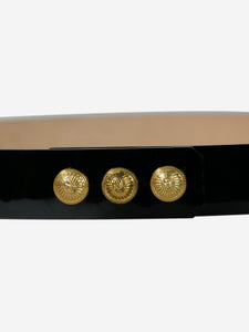 Balmain Black patent leather coin belt