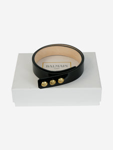 Balmain Black patent leather coin belt